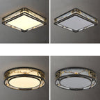 Traditional Chinese Brass And Glass Lotus Plum Blossom Round Square Rectangular LED Flush Mount Ceiling Light For Living Room And Bedroom Lumendat
