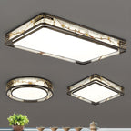 Traditional Chinese Brass And Glass Lotus Plum Blossom Round Square Rectangular LED Flush Mount Ceiling Light For Living Room And Bedroom Lumendat