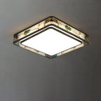Traditional Chinese Brass And Glass Lotus Plum Blossom Round Square Rectangular LED Flush Mount Ceiling Light For Living Room And Bedroom Lumendat