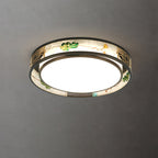 Traditional Chinese Brass And Glass Lotus Plum Blossom Round Square Rectangular LED Flush Mount Ceiling Light For Living Room And Bedroom Lumendat