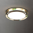 Traditional Chinese Brass And Glass Lotus Plum Blossom Round Square Rectangular LED Flush Mount Ceiling Light For Living Room And Bedroom Lumendat