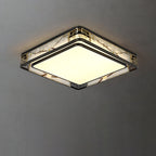 Traditional Chinese Brass And Glass Lotus Plum Blossom Round Square Rectangular LED Flush Mount Ceiling Light For Living Room And Bedroom Lumendat