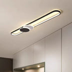 Modern Minimalist Aluminum Iron Acrylic Oval Strip LED Flush Mount Ceiling Light For Hallway