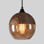 Contemporary Industrial Iron & Glass Barrel Cylinder Globe 1-light Pendant Light for Dining Room BulbSquare