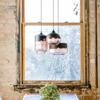 Contemporary Industrial Iron & Glass Barrel Cylinder Globe 1-light Pendant Light for Dining Room BulbSquare