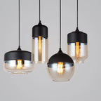 Contemporary Industrial Iron & Glass Barrel Cylinder Globe 1-light Pendant Light for Dining Room BulbSquare