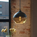 Contemporary Industrial Iron & Glass Barrel Cylinder Globe 1-light Pendant Light for Dining Room BulbSquare