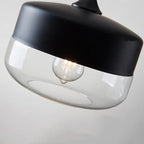 Contemporary Industrial Iron & Glass Barrel Cylinder Globe 1-light Pendant Light for Dining Room BulbSquare