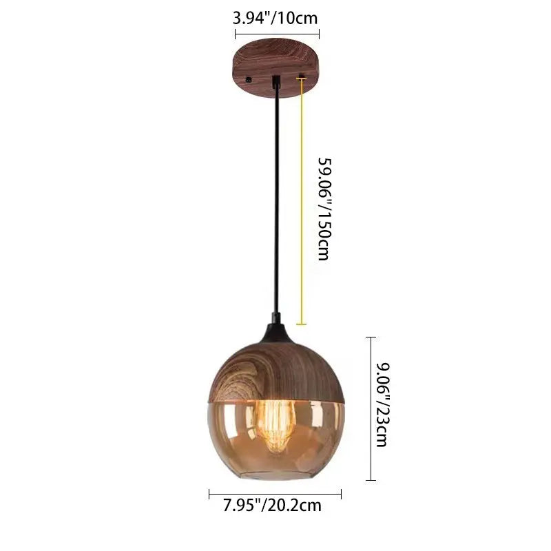 Contemporary Industrial Iron & Glass Barrel Cylinder Globe 1-light Pendant Light for Dining Room BulbSquare