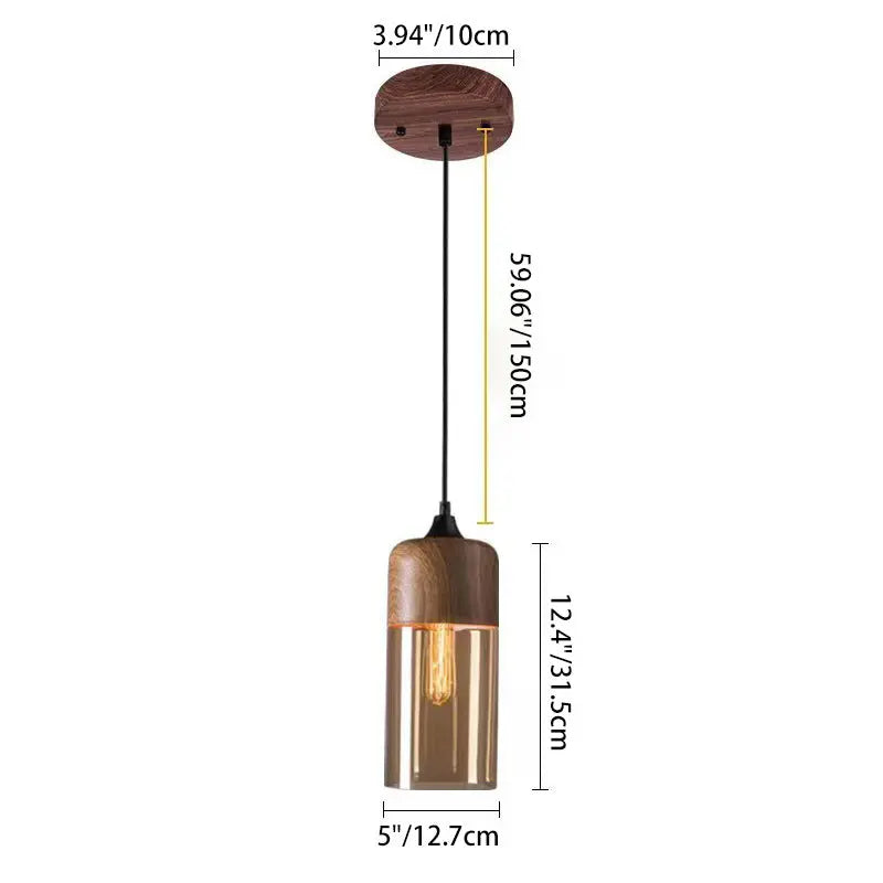 Contemporary Industrial Iron & Glass Barrel Cylinder Globe 1-light Pendant Light for Dining Room BulbSquare
