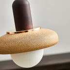 Traditional Japanese Ceramic & Wood Bowl Disc 1-Light Pendant Light For Bedside & Dining Room