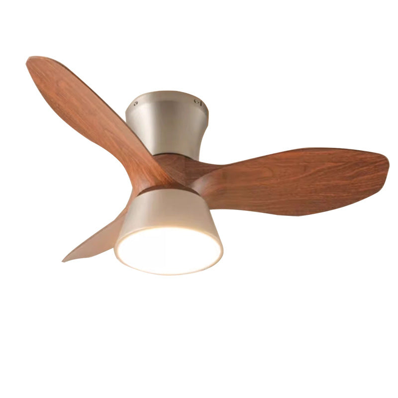 Modern Mid-century Iron Abs Acrylic Round LED Semi-flush Mount Ceiling Fan Light for Living Room & Bedroom