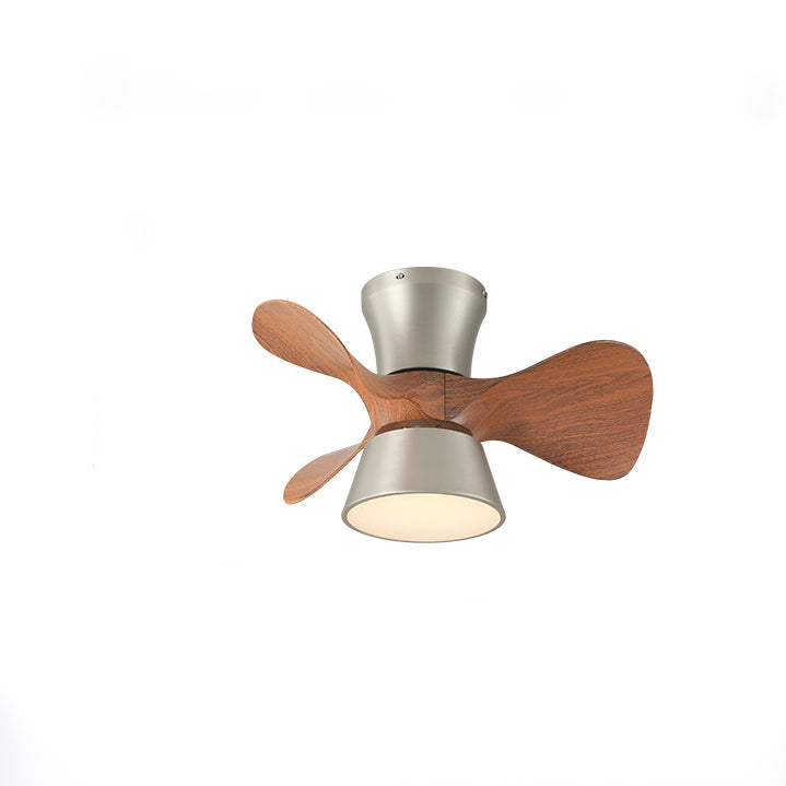 Modern Mid-century Iron Abs Acrylic Round LED Semi-flush Mount Ceiling Fan Light for Living Room & Bedroom