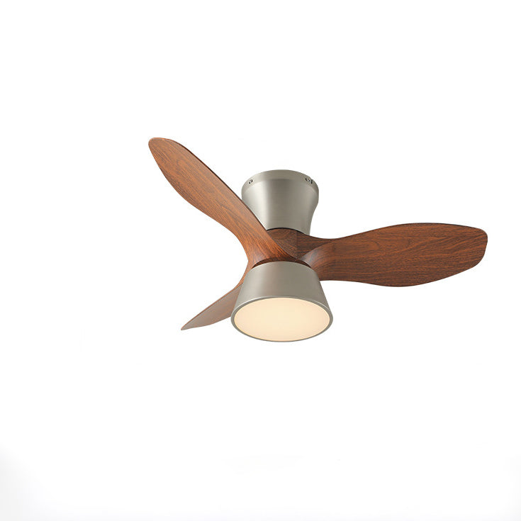 Modern Mid-century Iron Abs Acrylic Round LED Semi-flush Mount Ceiling Fan Light for Living Room & Bedroom