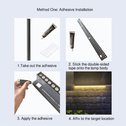 Modern Minimalist Solar Waterproof Strip Aluminum Tempered Glass Wall Washer LED Wall Sconce Lamp For Outdoor Patio