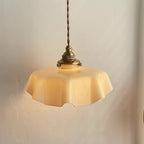 Traditional French Glass Brass Iron Pleated Hanging 1-Light Wall Sconce Lamp For Bedroom