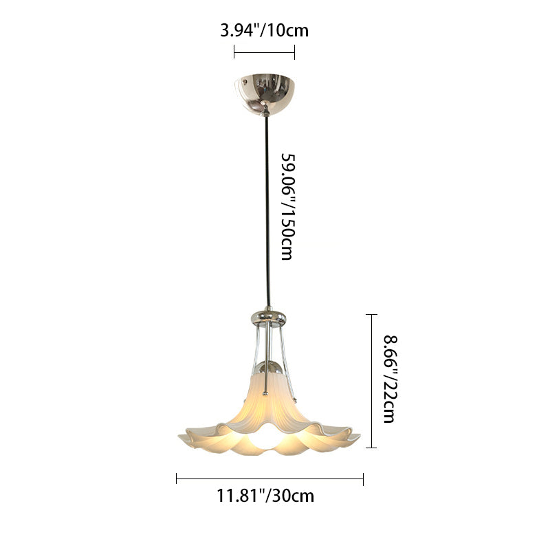 Contemporary Scandinavian Magnolia Flower Hardware Ceramic 1-Light Pendant Light For Living Room