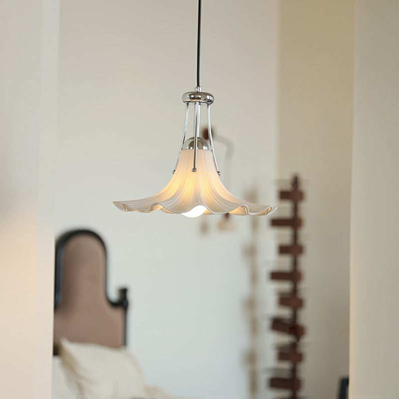 Contemporary Scandinavian Magnolia Flower Hardware Ceramic 1-Light Pendant Light For Living Room