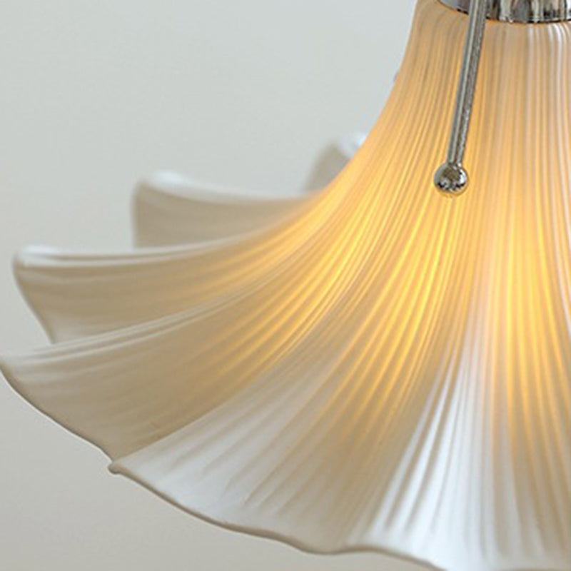 Contemporary Scandinavian Magnolia Flower Hardware Ceramic 1-Light Pendant Light For Living Room