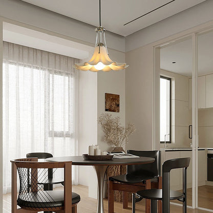 Contemporary Scandinavian Magnolia Flower Hardware Ceramic 1-Light Pendant Light For Living Room