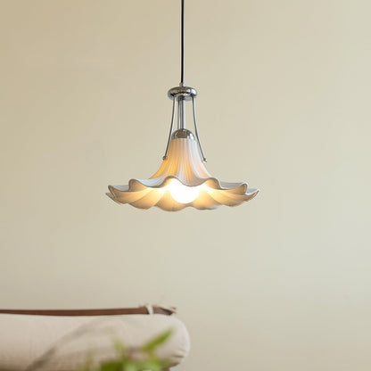 Contemporary Scandinavian Magnolia Flower Hardware Ceramic 1-Light Pendant Light For Living Room