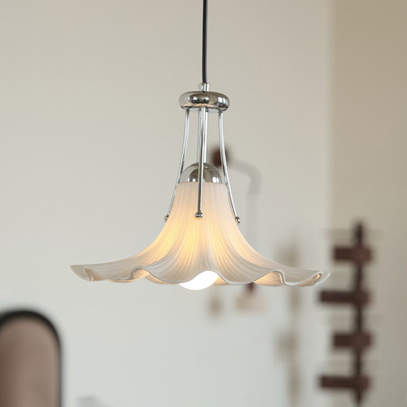 Contemporary Scandinavian Magnolia Flower Hardware Ceramic 1-Light Pendant Light For Living Room
