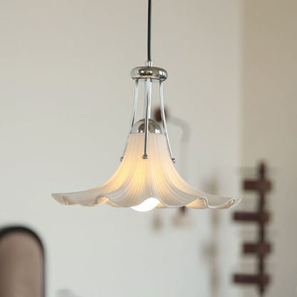 Contemporary Scandinavian Magnolia Flower Hardware Ceramic 1-Light Pendant Light For Living Room