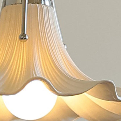 Contemporary Scandinavian Magnolia Flower Hardware Ceramic 1-Light Pendant Light For Living Room