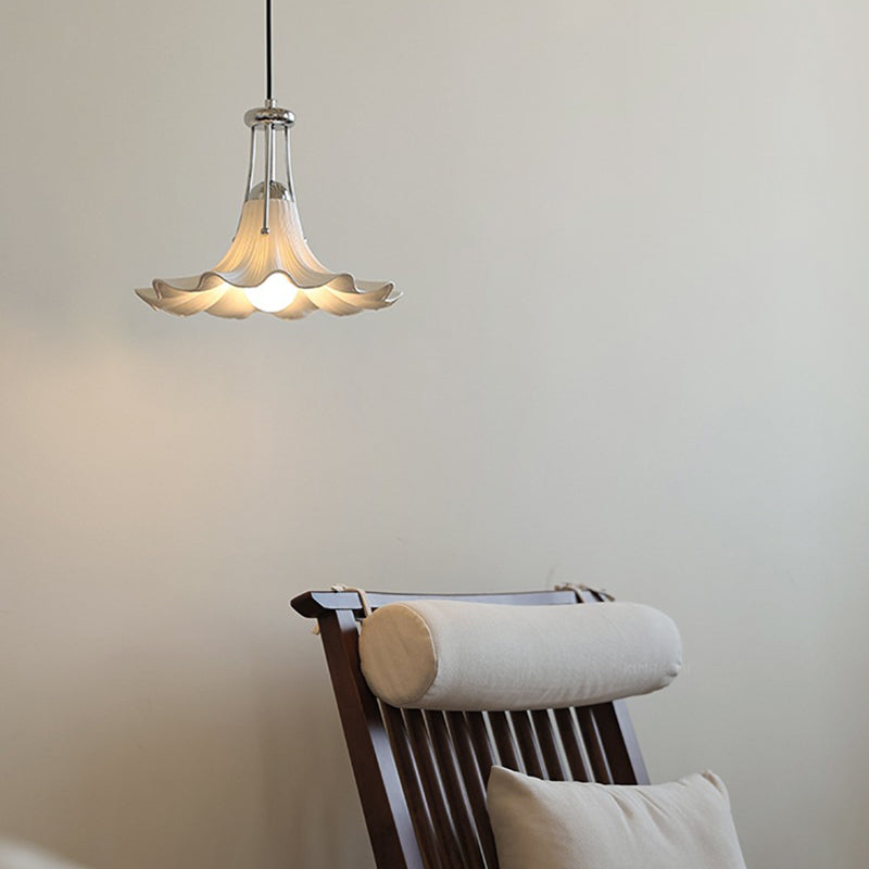 Contemporary Scandinavian Magnolia Flower Hardware Ceramic 1-Light Pendant Light For Living Room