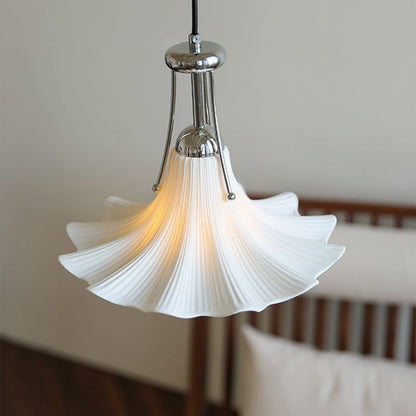 Contemporary Scandinavian Magnolia Flower Hardware Ceramic 1-Light Pendant Light For Living Room