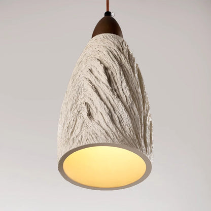 Traditional Japanese Cement Solid Wood Cylindrical Round 1-Light Pendant Light For Living Room