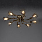 Industrial Vintage Water Pipe Round Iron 4/6/8 Light Flush Mount Ceiling Light BulbSquare
