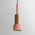 Contemporary Scandinavian Irregular Round Cylinder Iron Wood 1-light Pendant Light for Living Room BulbSquare