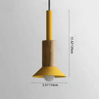 Contemporary Scandinavian Irregular Round Cylinder Iron Wood 1-light Pendant Light for Living Room BulbSquare