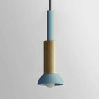 Contemporary Scandinavian Irregular Round Cylinder Iron Wood 1-light Pendant Light for Living Room BulbSquare