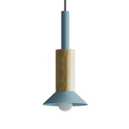 Contemporary Scandinavian Irregular Round Cylinder Iron Wood 1-light Pendant Light for Living Room BulbSquare