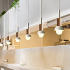 Contemporary Scandinavian Irregular Round Cylinder Iron Wood 1-light Pendant Light for Living Room BulbSquare