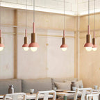 Contemporary Scandinavian Irregular Round Cylinder Iron Wood 1-light Pendant Light for Living Room BulbSquare