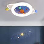 Lumendat Contemporary Creative Kids Round Planet Acrylic Iron LED Flush Mount Ceiling Light For Bedroom Lumendat
