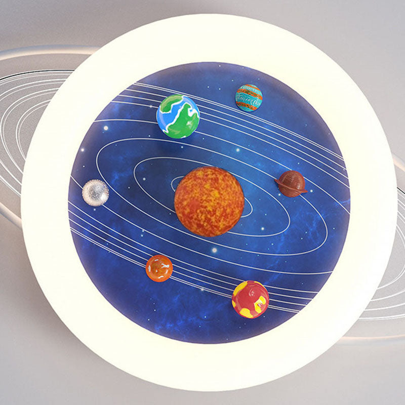Lumendat Contemporary Creative Kids Round Planet Acrylic Iron LED Flush Mount Ceiling Light For Bedroom Lumendat