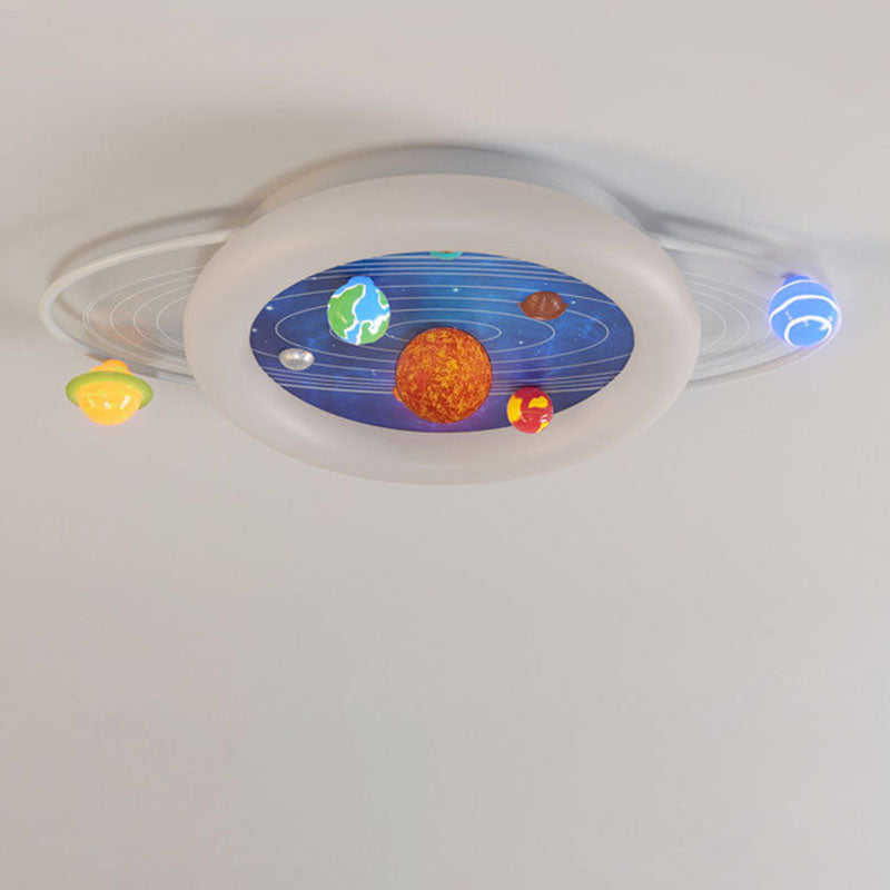 Lumendat Contemporary Creative Kids Round Planet Acrylic Iron LED Flush Mount Ceiling Light For Bedroom Lumendat