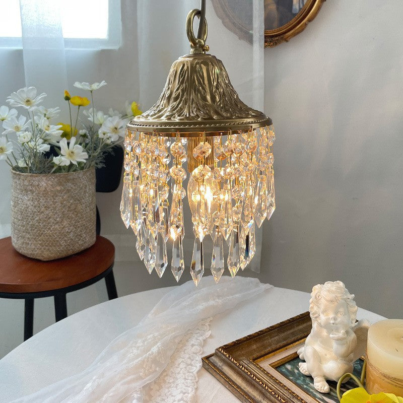 Contemporary Luxury Teardrop Crystal Iron 1-light Pendant Light for Living Room