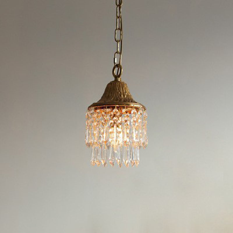 Contemporary Luxury Teardrop Crystal Iron 1-light Pendant Light for Living Room