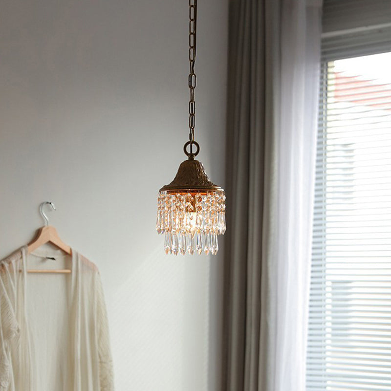 Contemporary Luxury Teardrop Crystal Iron 1-light Pendant Light for Living Room