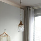 Contemporary Luxury Teardrop Crystal Iron 1-light Pendant Light for Living Room BulbSquare