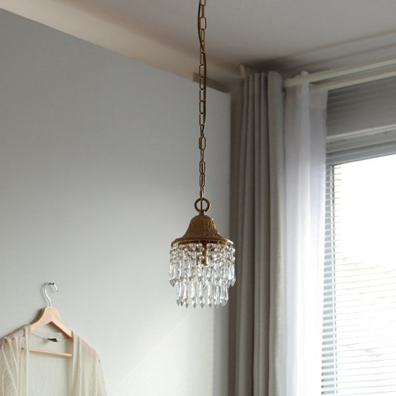 Contemporary Luxury Teardrop Crystal Iron 1-light Pendant Light for Living Room