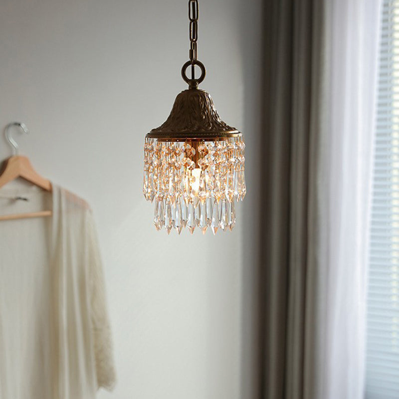 Contemporary Luxury Teardrop Crystal Iron 1-light Pendant Light for Living Room