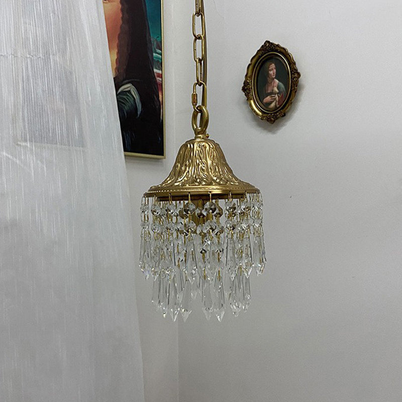 Contemporary Luxury Teardrop Crystal Iron 1-light Pendant Light for Living Room