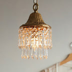 Contemporary Luxury Teardrop Crystal Iron 1-light Pendant Light for Living Room BulbSquare