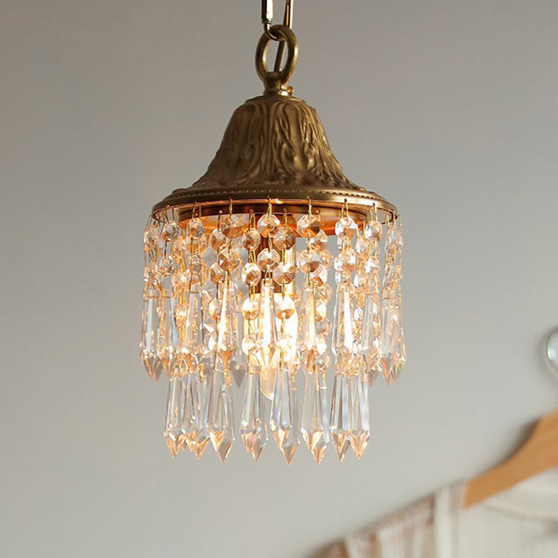 Contemporary Luxury Teardrop Crystal Iron 1-light Pendant Light for Living Room